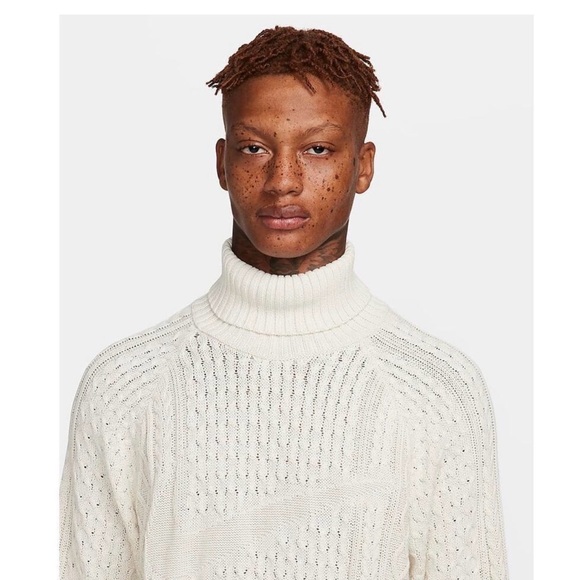 Nike Life Men's Cream Cable Knit Turtleneck Sweater Size Small - FB7770-072 - Picture 4 of 12